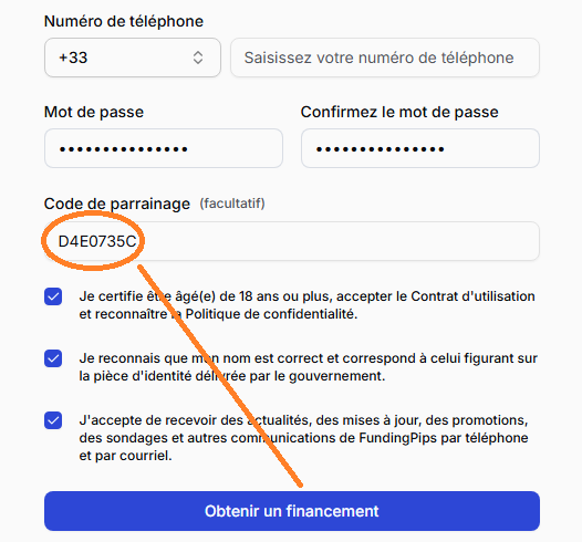Code de Parrainage FundingPips